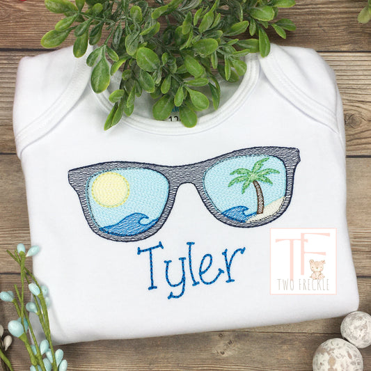 Beachy Sunglasses Embroidered Shirt - Girl & Boy Option!