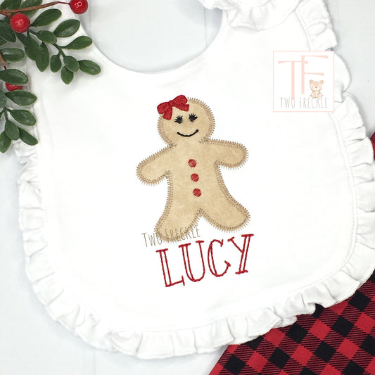 Gingerbread Girl Applique Bib