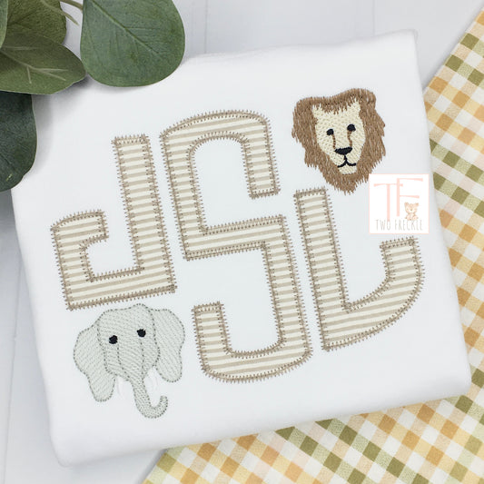 Zoo Animals Monogram Applique Shirt