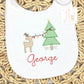 Personalized Christmas Bib, Baby Boy Reindeer Bib, Christmas Burp Cloth, Christmas Tree Boys Embroidered Bib, Baby Shower Gift, or Bodysuit