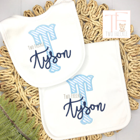 Boys Personalized Baby Bib or Burp Cloth