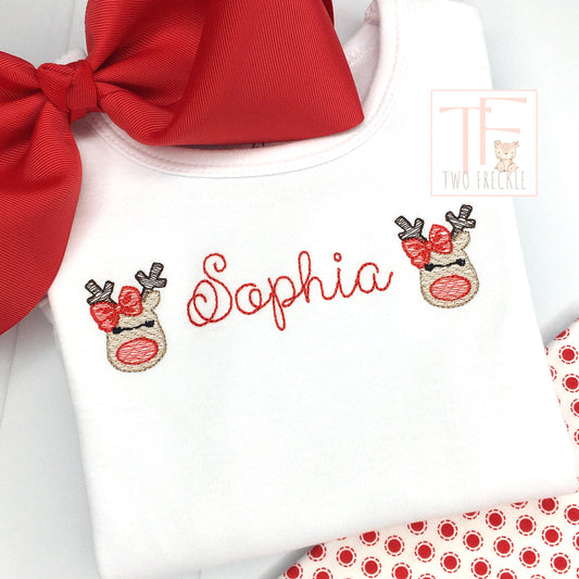 Girls Reindeer Mini Personalized Shirt