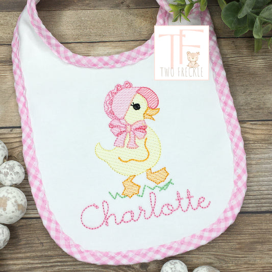 Precious Easter Duck Embroidered Bib