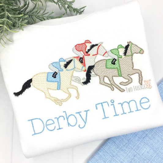 Boys Racing Derby Horses Embroidered Shirt