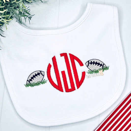 Football Monogram Frame Embroidered Shirt – Two Freckle