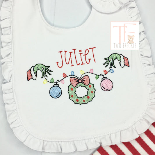 Mean One Banner Christmas Bib