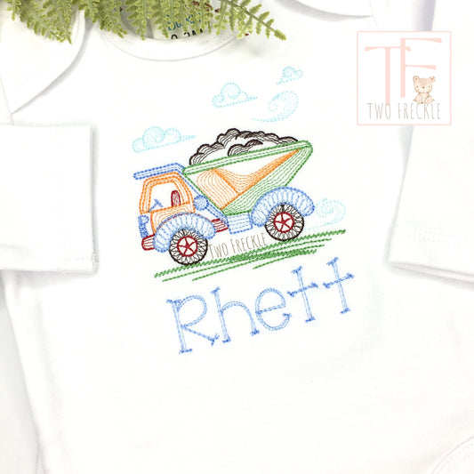 Dump Truck Scribble Embroidered Shirt