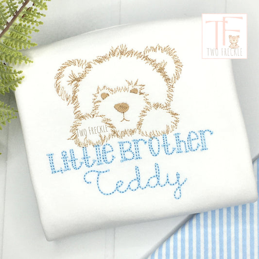 Teddy Bear Big or Little Brother Embroidered Shirt