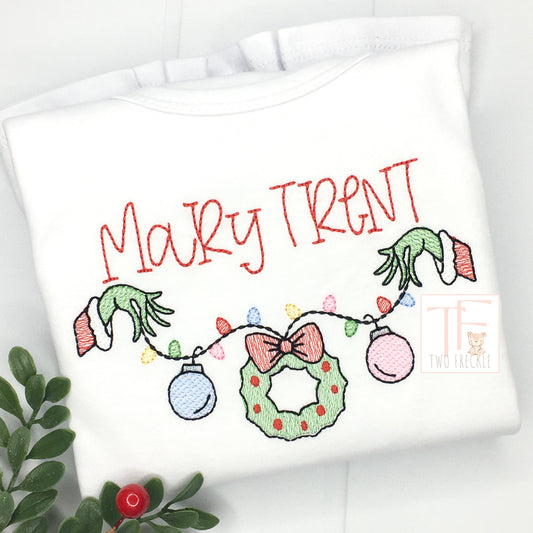 Mean One Christmas Banner Embroidered Shirt