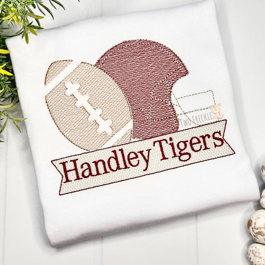 Football Helmet with Name Banner - Choose your team colors!