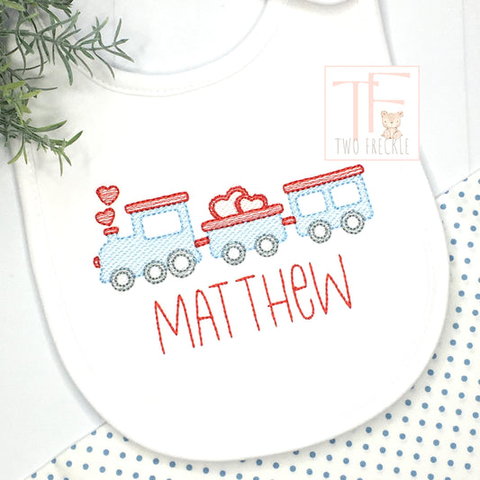 Valentine's Day Train Bib