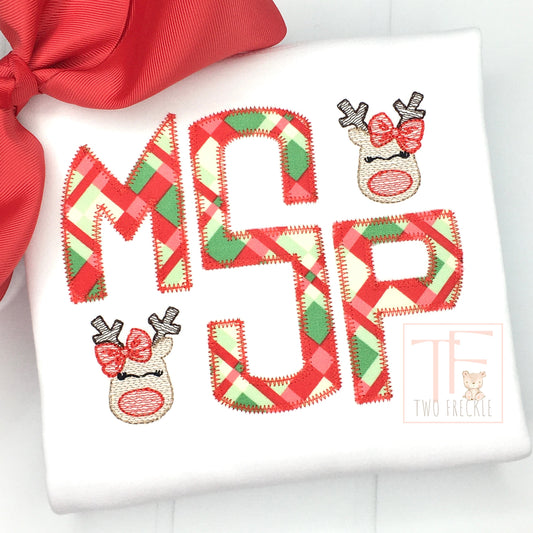 Plaid Christmas Monogrammed Mini Applique Shirt