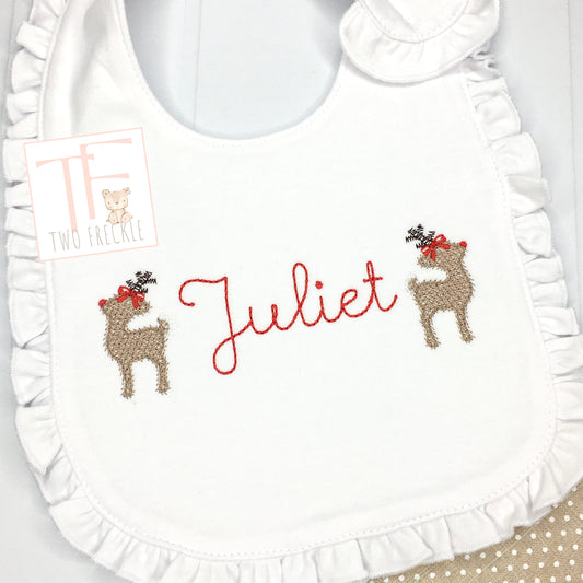 Personalized Reindeer Christmas Bib