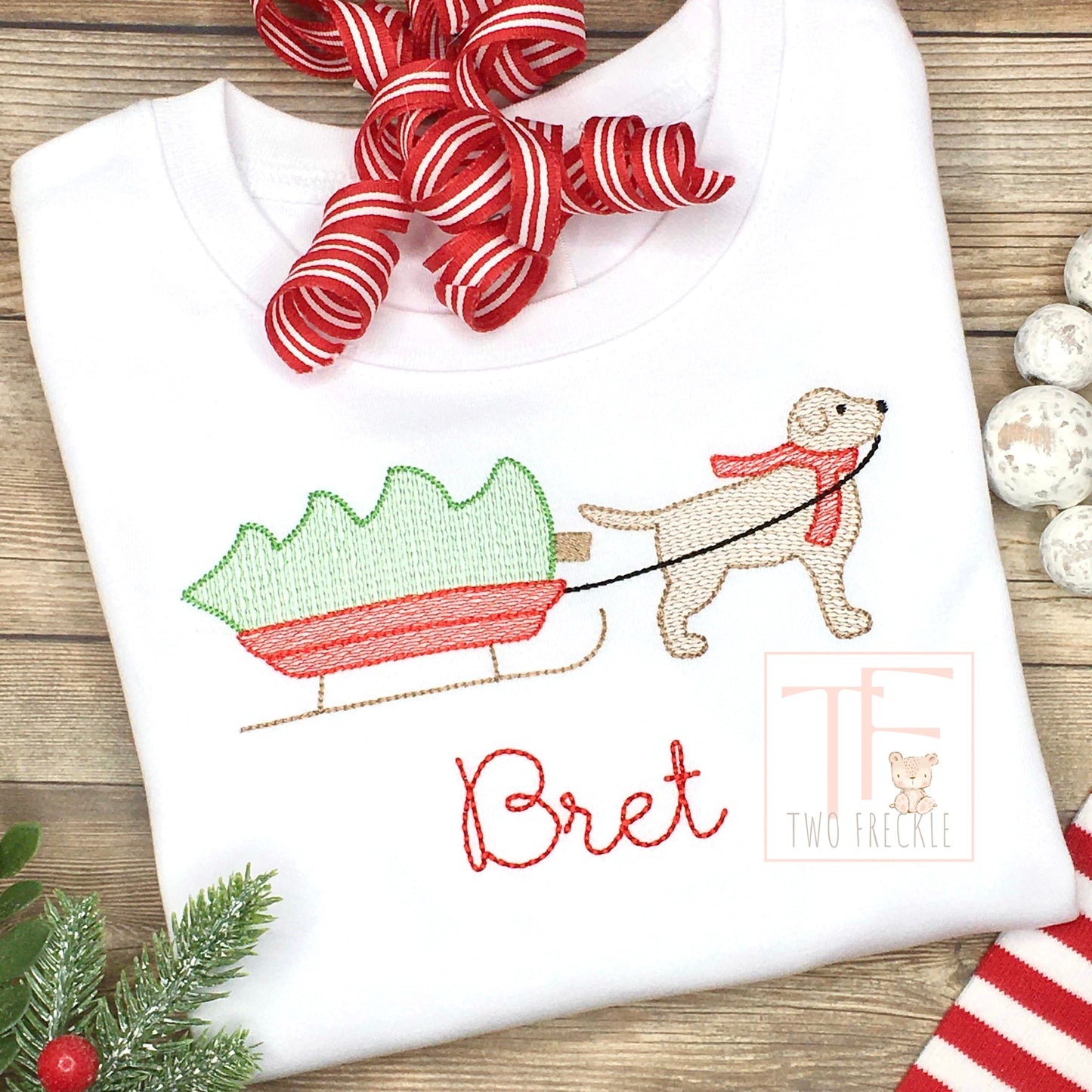 Dog Pulling Sled Christmas Shirt