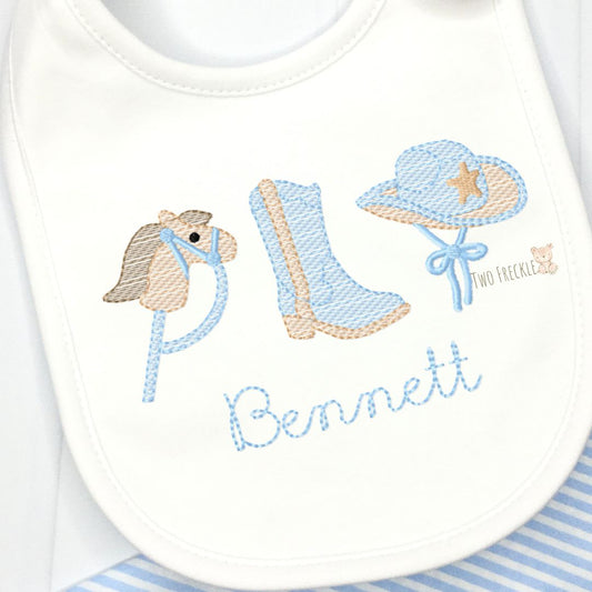 Cowboy Trio Embroidered Bib