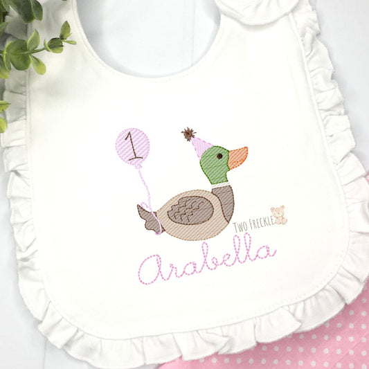 Girls One Lucky Duck Personalized Bib, Bubble, or Bodysuit