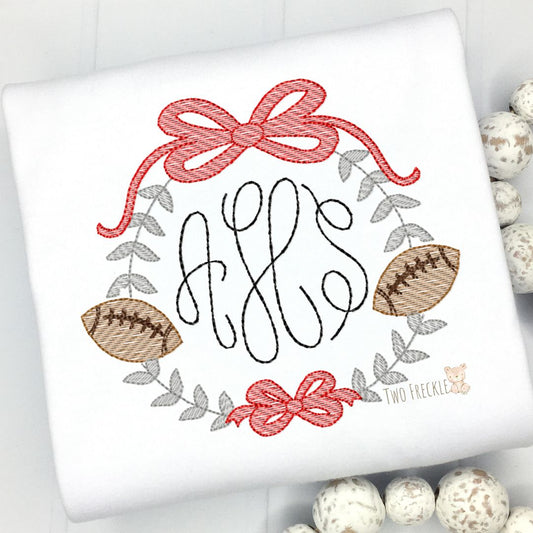 Sketch Football Monogram Frame Embroidered Shirt