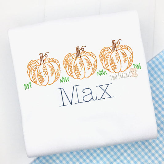 Boys Scribbly Pumpkins Embroidered Shirt