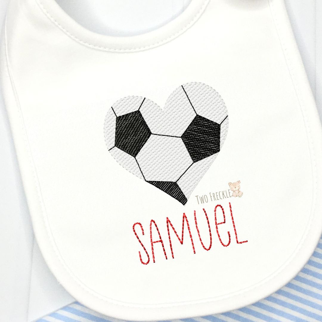 Valentines Day Soccer Bib, Burp Cloth, Bodysuit or Gown