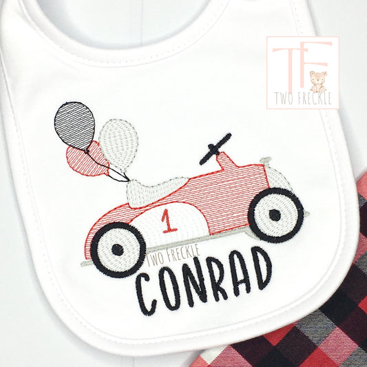 Race Car Birthday Bib