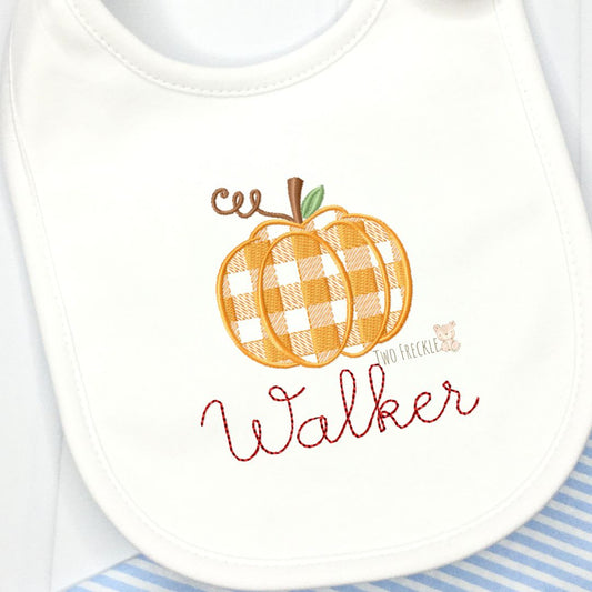 Plaid Pumpkin Baby Bib