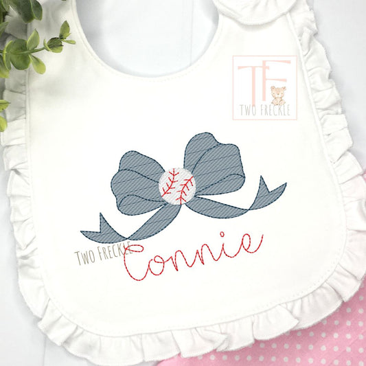 Personalized Baseball Bow Bib - Any Team Color!