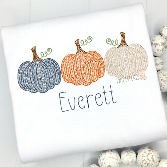 Vintage Pumpkins Trio Embroidered Shirt