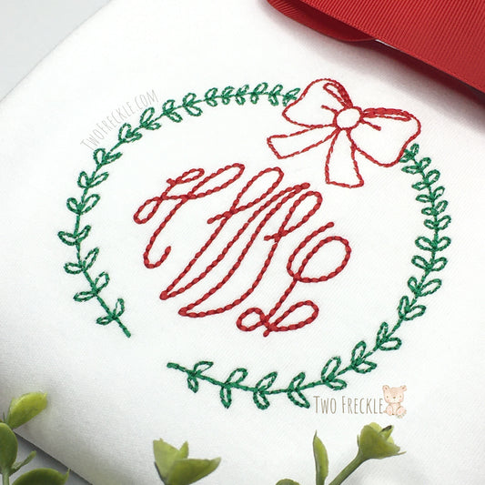 Monogrammed Vintage Christmas Wreath Shirt