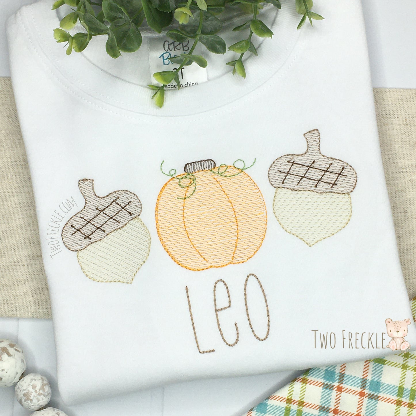 Acorns & Pumpkins Embroidered Shirt