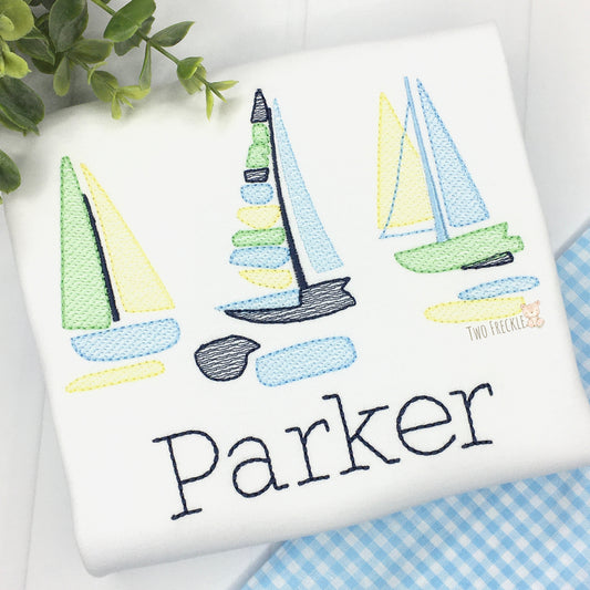 Boys Personalized Sailboat Shirt - TBBC Inspired Embroidered Sailboat Shirt