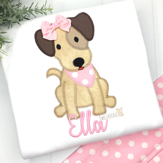 Puppy Applique with Bow