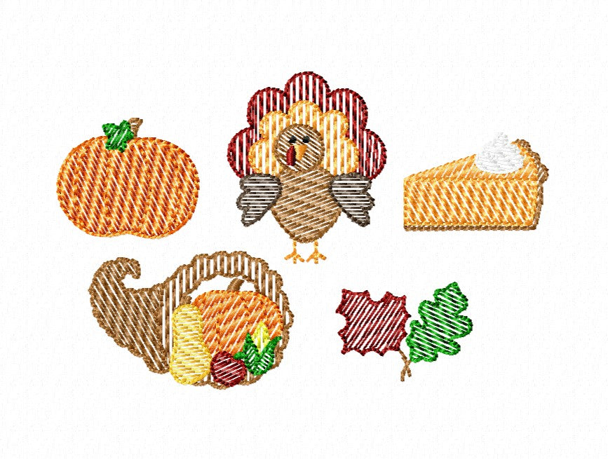 Pumpkin, Turkey, Sweet Potato Pie Embroidered Thanksgiving Shirt - Pick Your Items