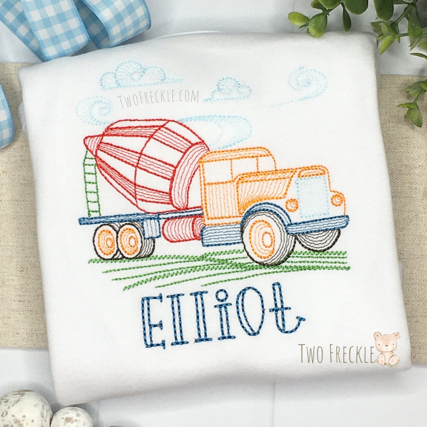 Cement Truck Scribble Embroidered Shirt