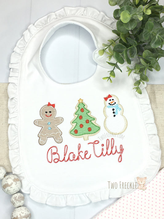 Girls Christmas Cookie Bib