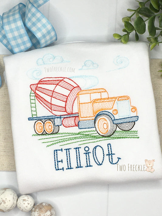 Cement Truck Scribble Embroidered Shirt