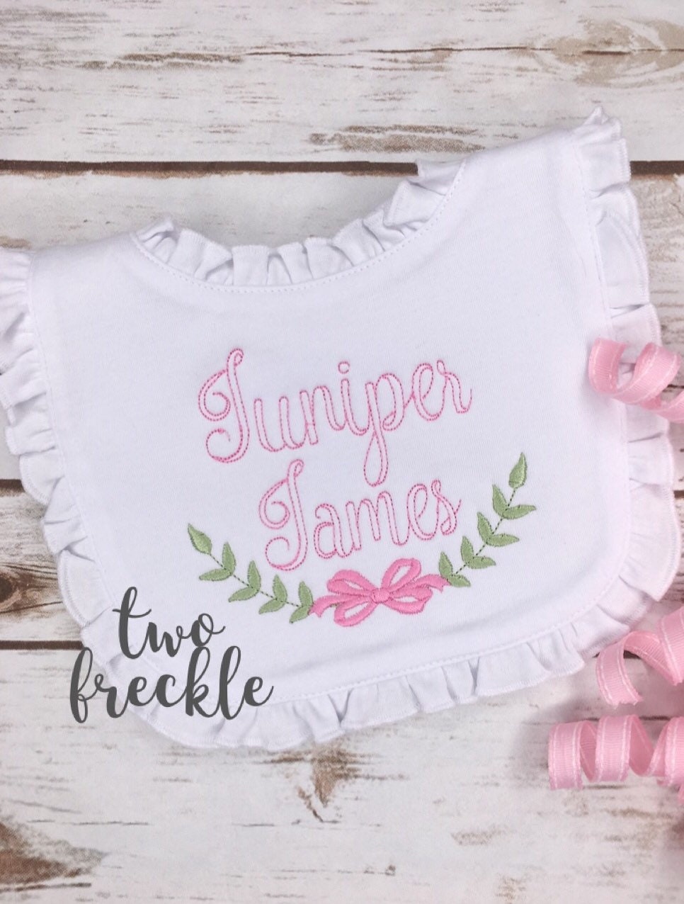 Laurel with Bow Personalized Baby Bib