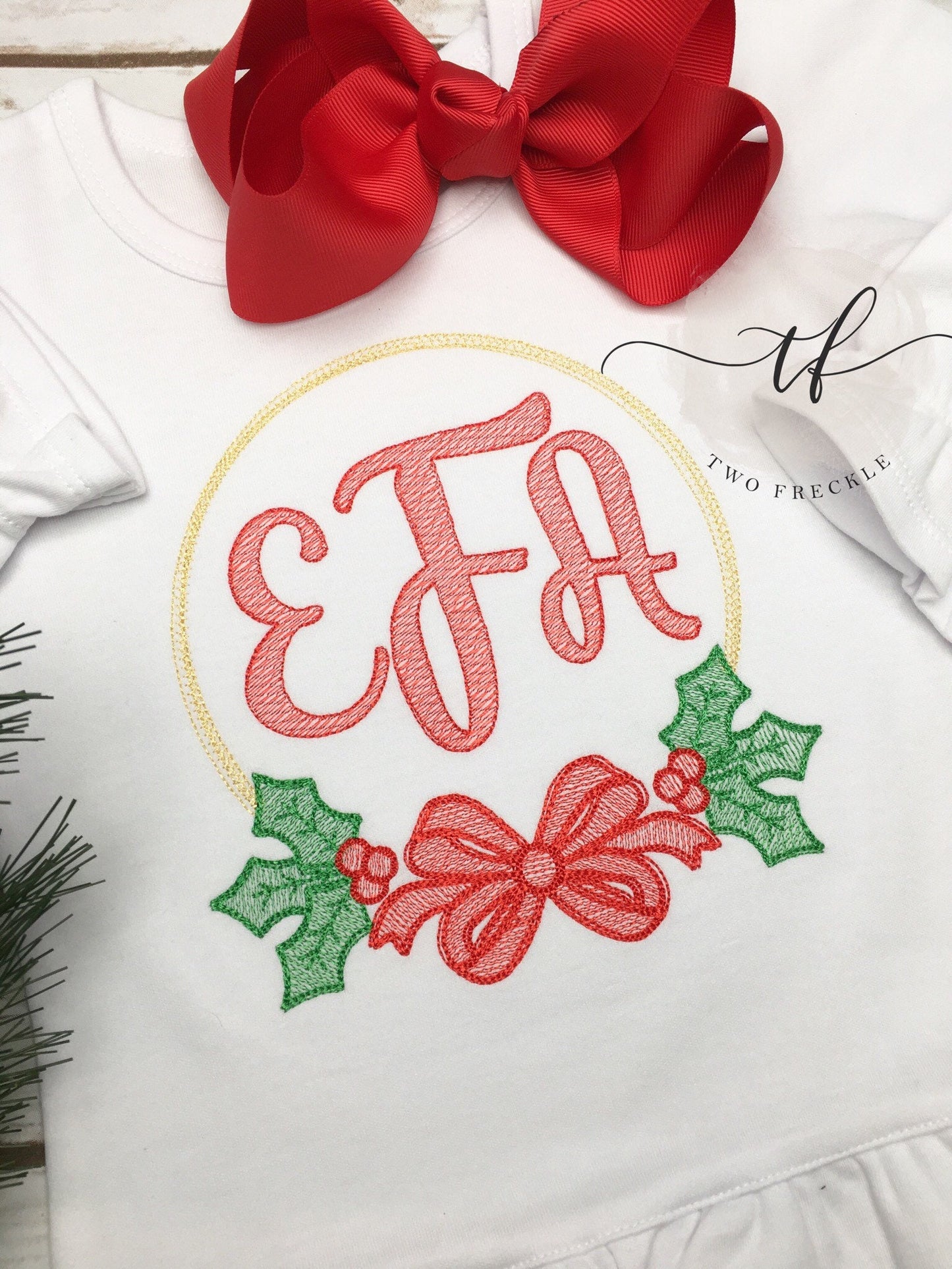 Christmas Embroidered Wreath Shirt