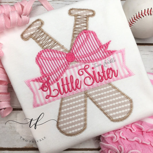 Baseball Bats with Bow Applique Shirt