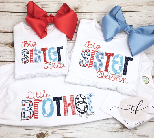 Red, White, and Blue Sibling Shirts