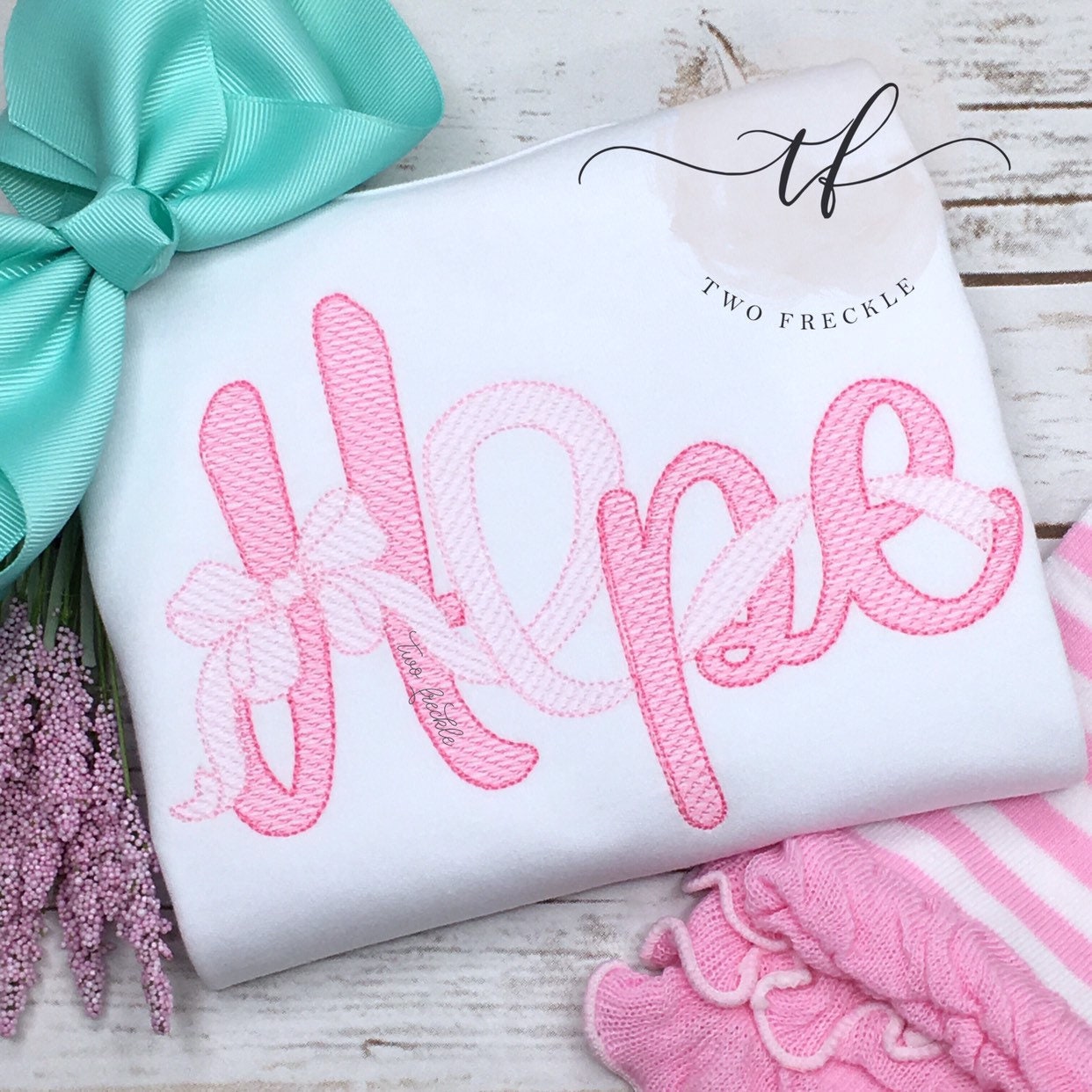 Breast Cancer Awareness Shirt,  Pink Hope Ribbon Embroidered Applique Personalized Girls Shirt