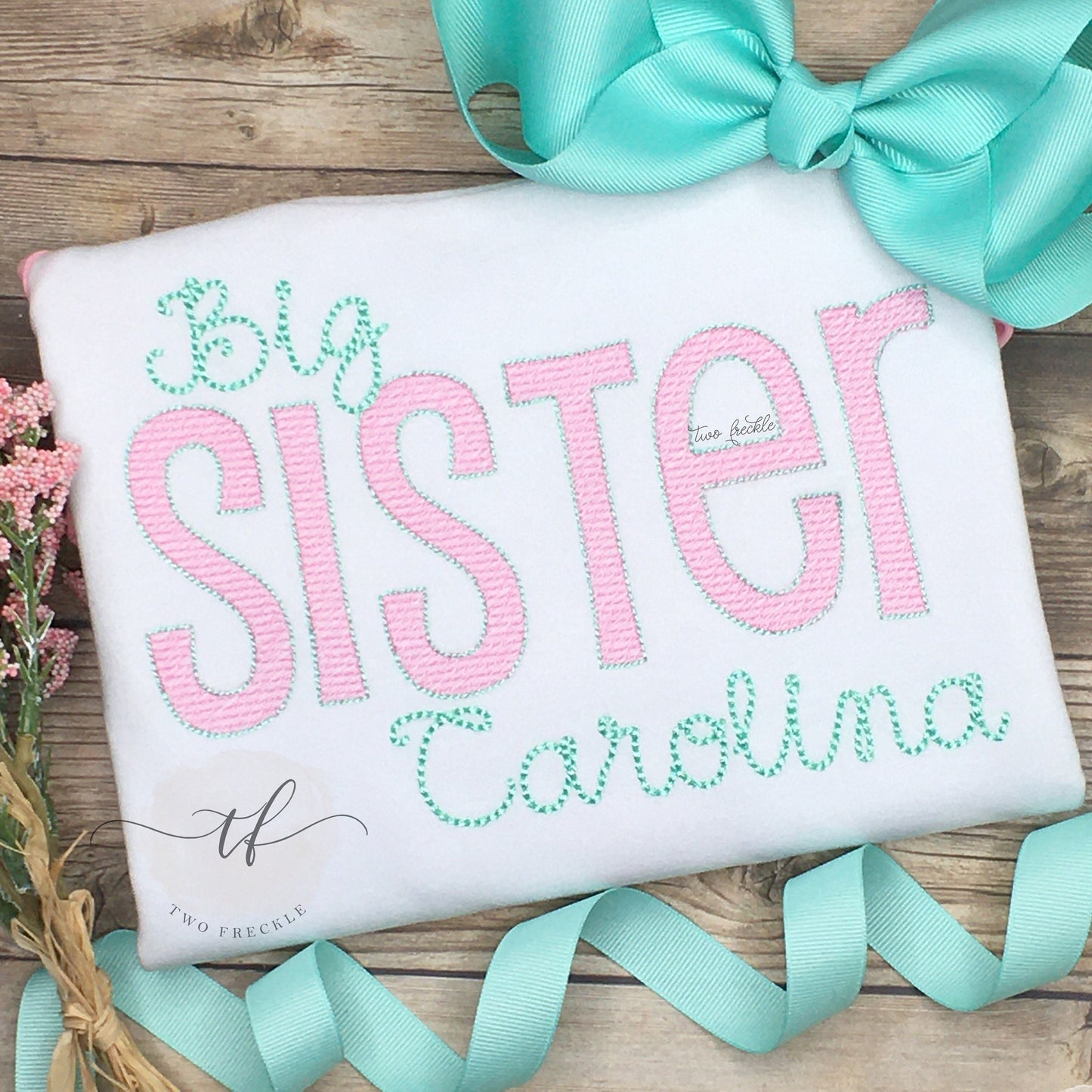 Simple Big Sister Embroidered Shirt