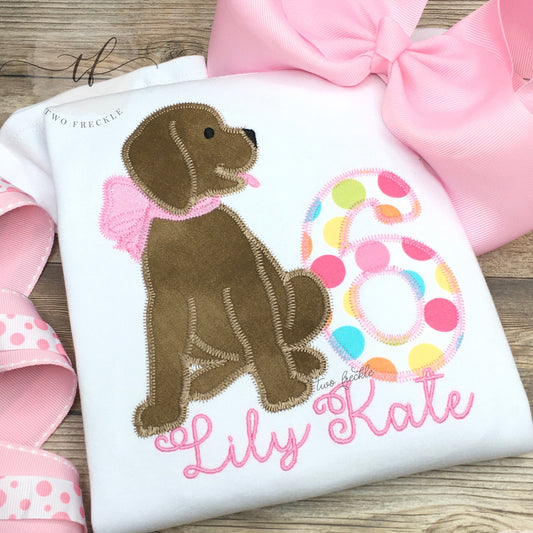 Sweet Puppy Birthday, Puppy Dog Party Embroidered Applique Personalized Girls Shirt, Romper, or Baby Bodysuit