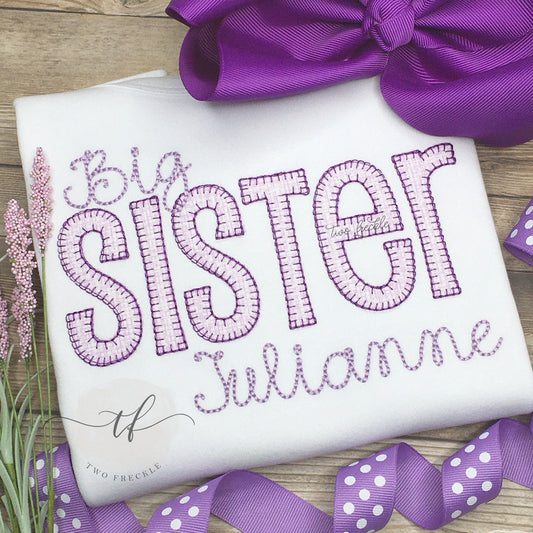 Big or Little Sister Applique - Lilac