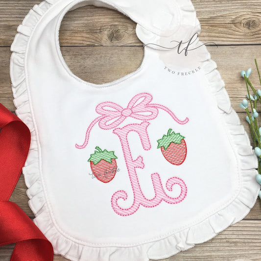 Monogrammed Baby Girl Strawberry Bib