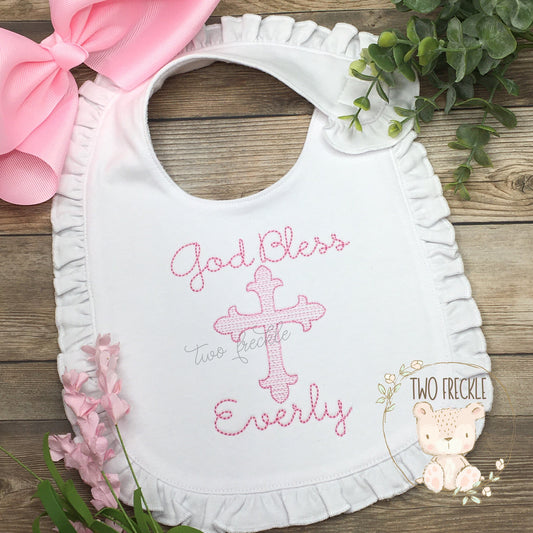 Girls Christening Bib - Pink