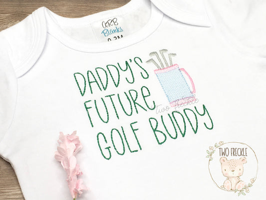 Golf Buddy Bib, Baby Golf Bib and Burp Cloth, Daddy’s Future Golf Buddy Bib, Golf Boys Embroidered Bodysuit or Gown, Baby Shower Gift