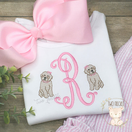 Golden Doodle Bib, Personalized Doodle Dog Bib, Baby Doggie Bib, Doodle Shirt, Puppy Burp Cloth, Boy Personalized Bib and Baby Gown