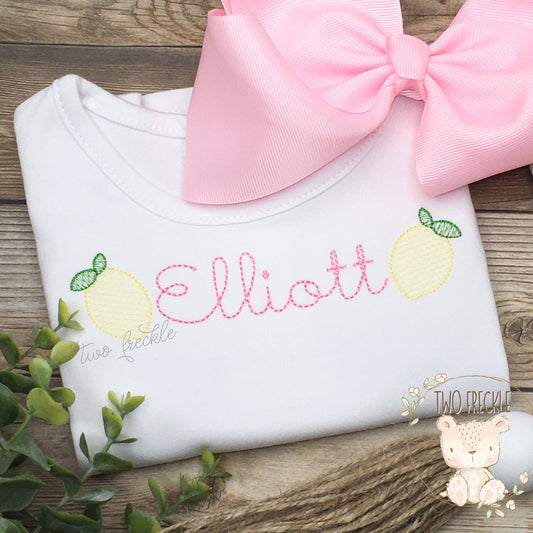 Lemon Mini Monogrammed Girls Shirt