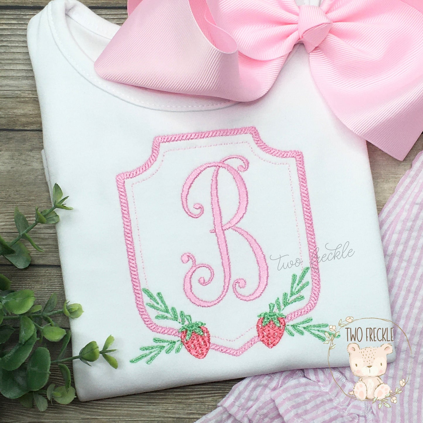 Strawberry Crest Monogrammed Shirt