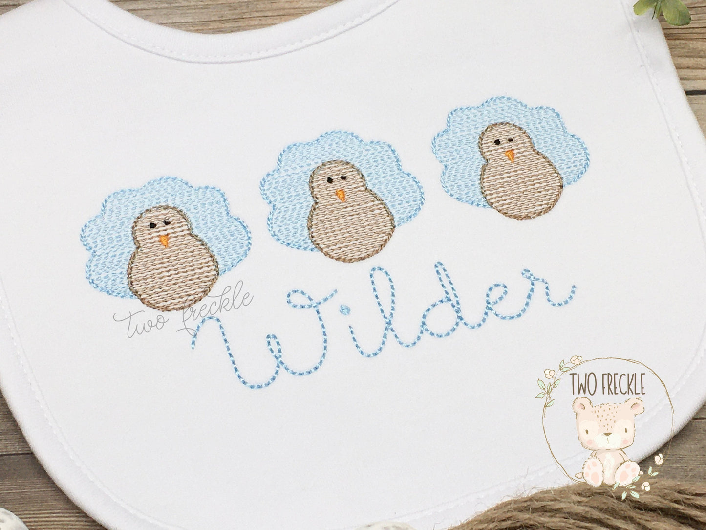 Blue Turkey Trio Baby Bib